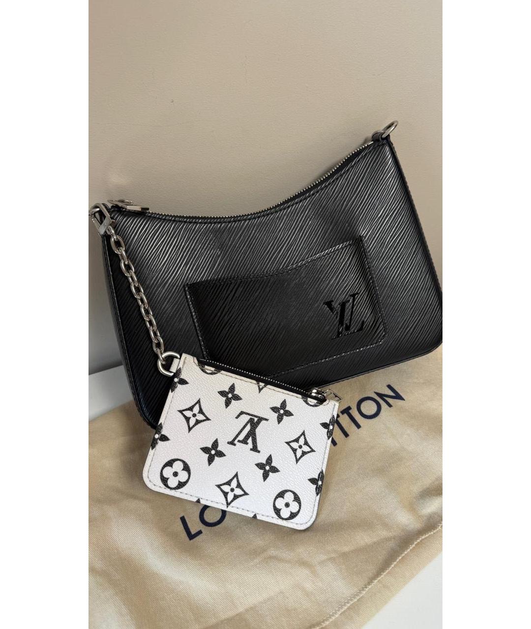 LOUIS VUITTON Черная кожаная сумка через плечо, фото 6