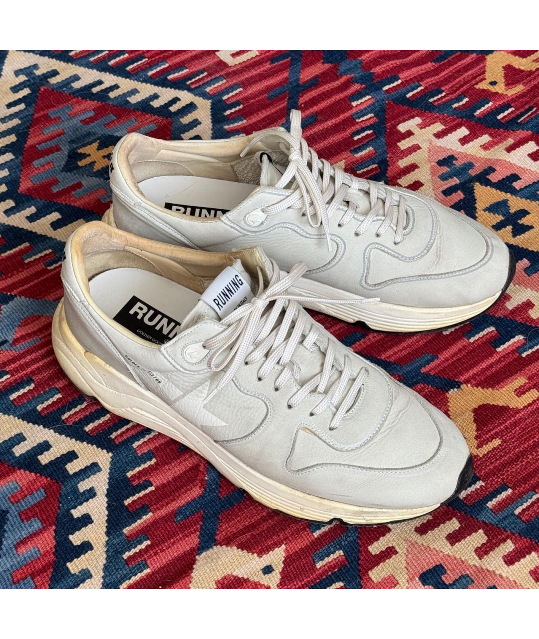 GOLDEN GOOSE Белые нубуковые низкие кроссовки / кеды, фото 3