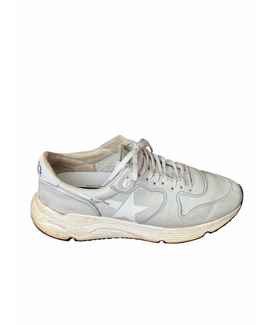 GOLDEN GOOSE Белые нубуковые низкие кроссовки / кеды, фото 1