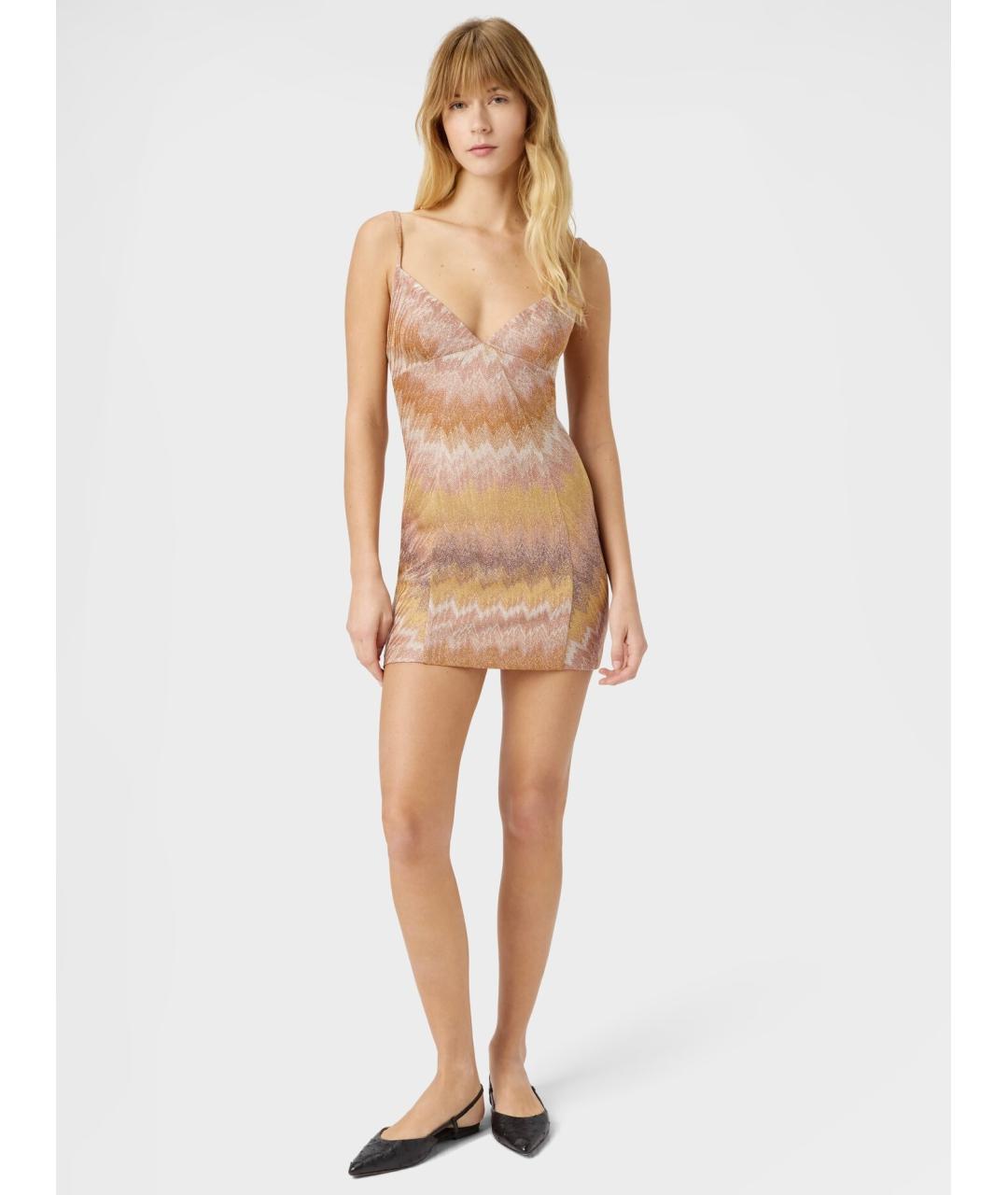 MISSONI Бежевое вискозное коктейльное платье, фото 2