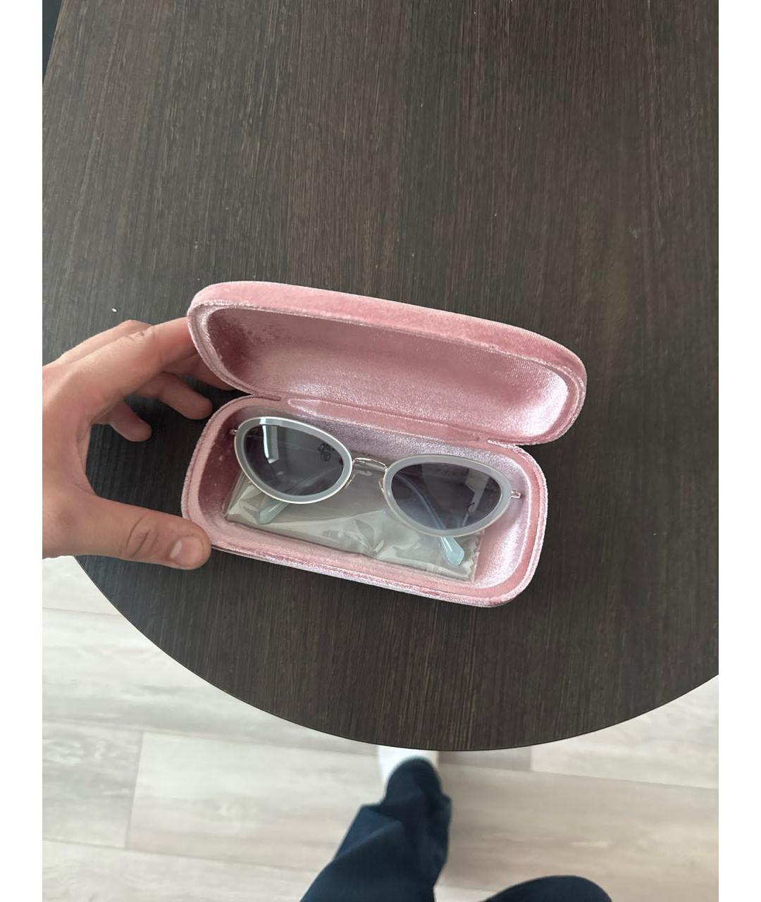 MIU MIU Бирюзовые металлические солнцезащитные очки, фото 2