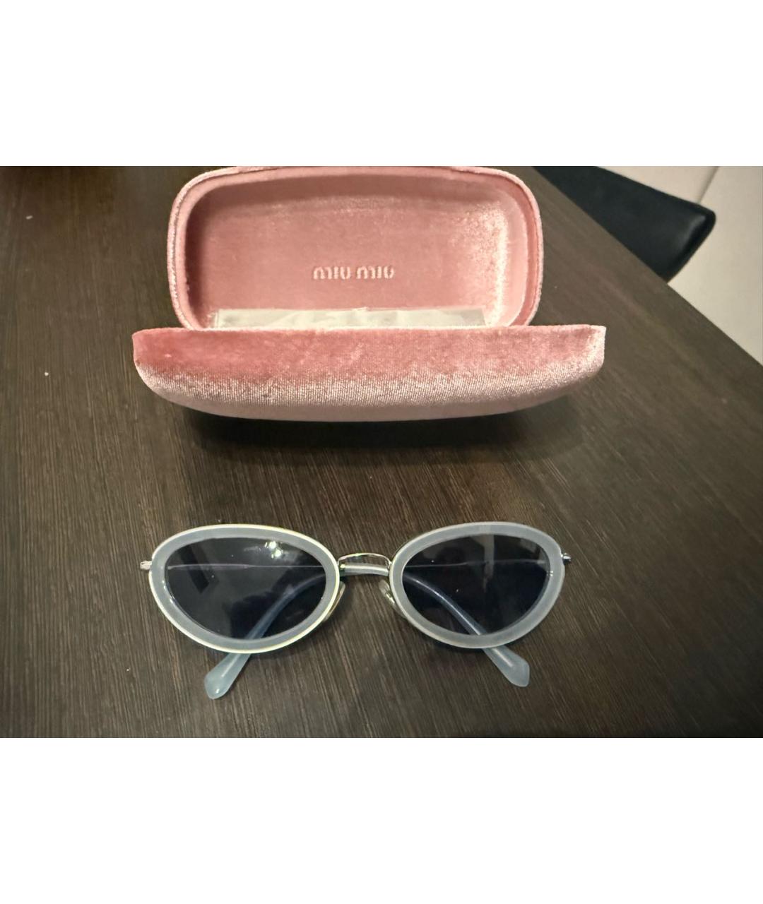 MIU MIU Бирюзовые металлические солнцезащитные очки, фото 5