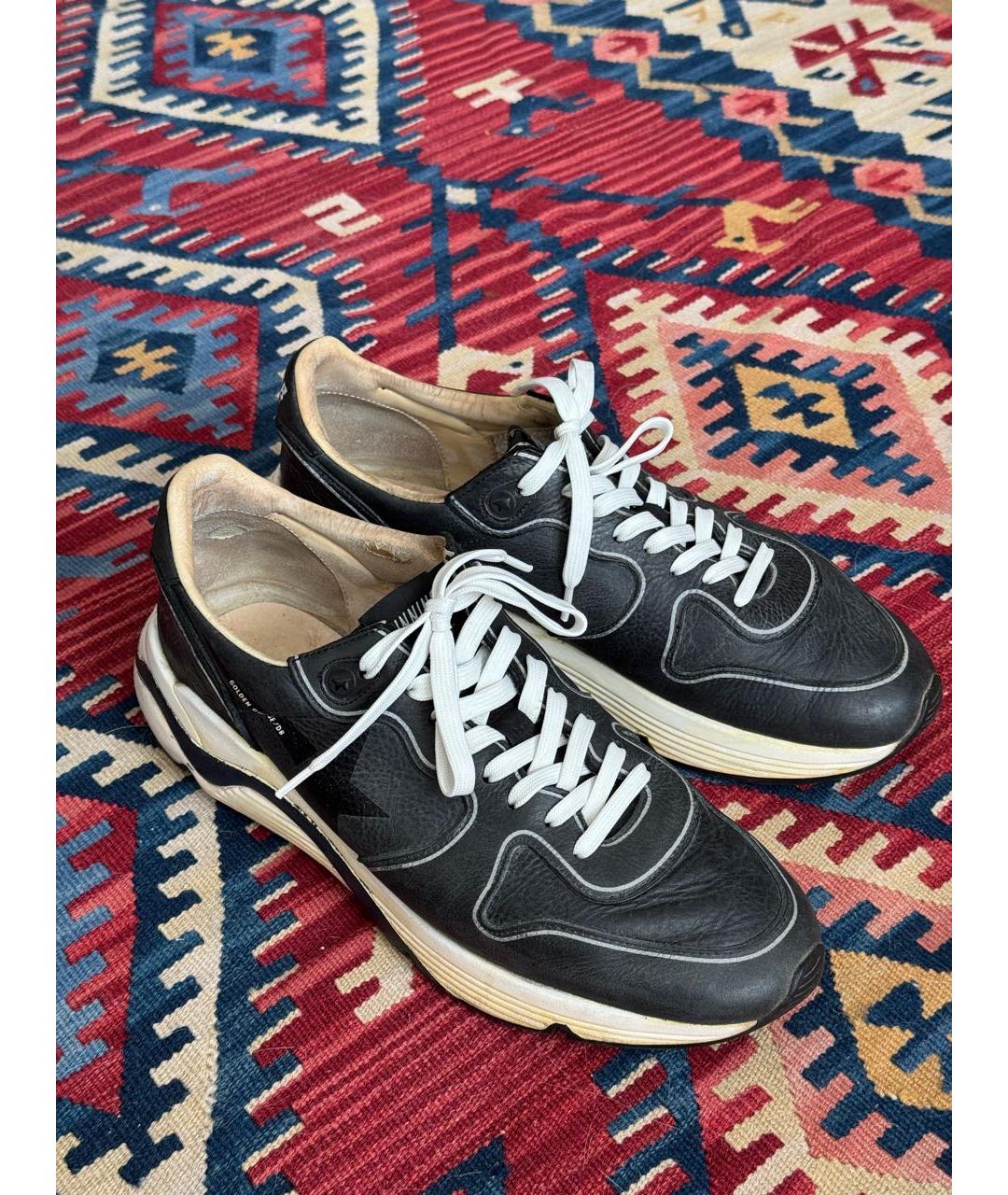 GOLDEN GOOSE Черные кожаные низкие кроссовки / кеды, фото 2