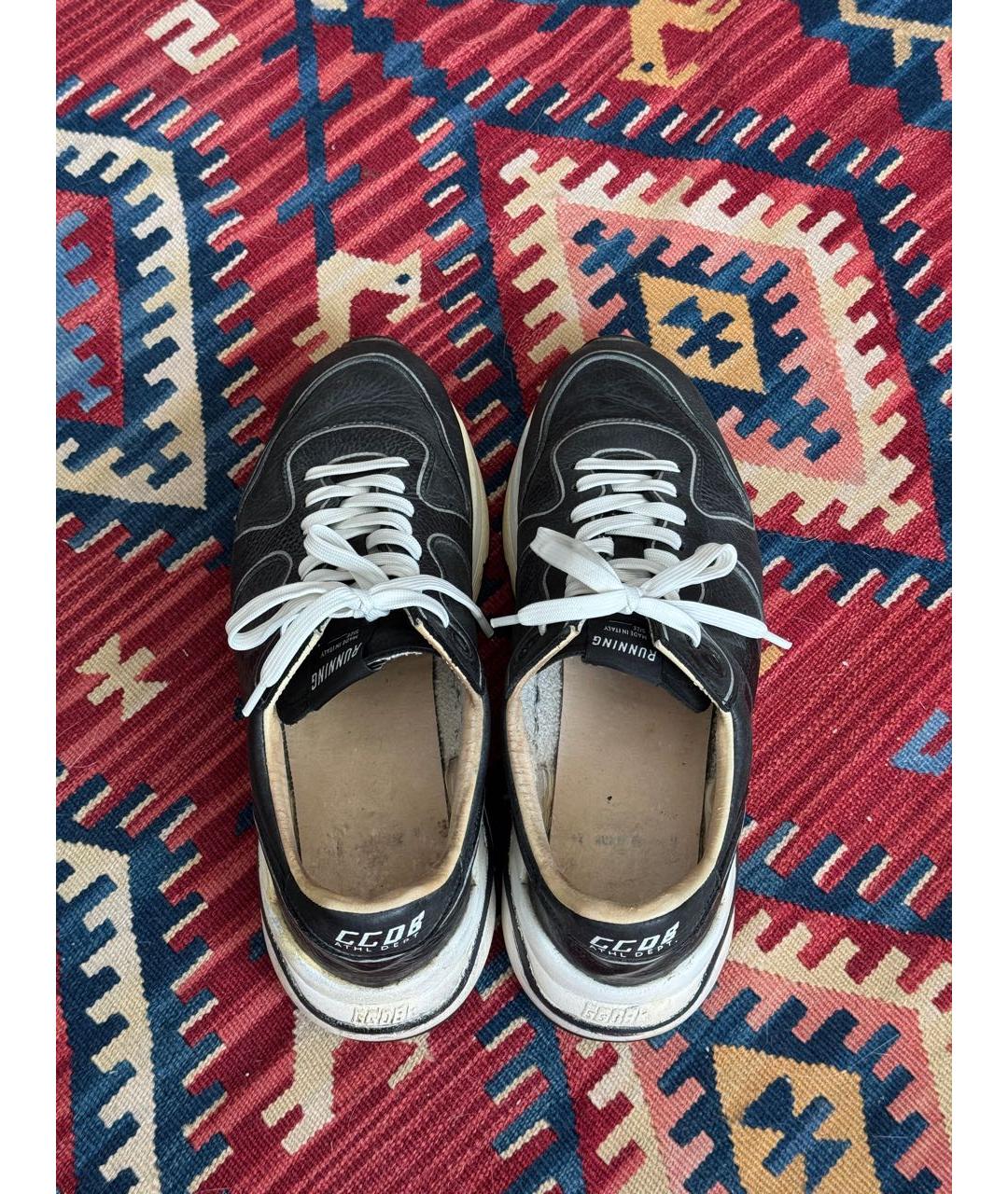 GOLDEN GOOSE Черные кожаные низкие кроссовки / кеды, фото 3