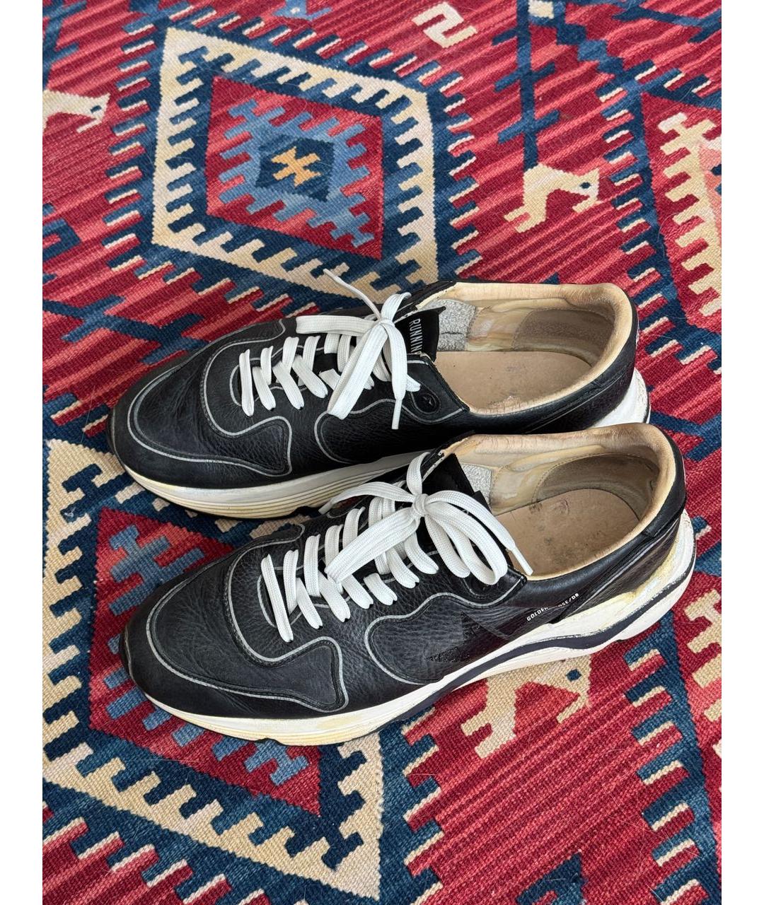 GOLDEN GOOSE Черные кожаные низкие кроссовки / кеды, фото 4