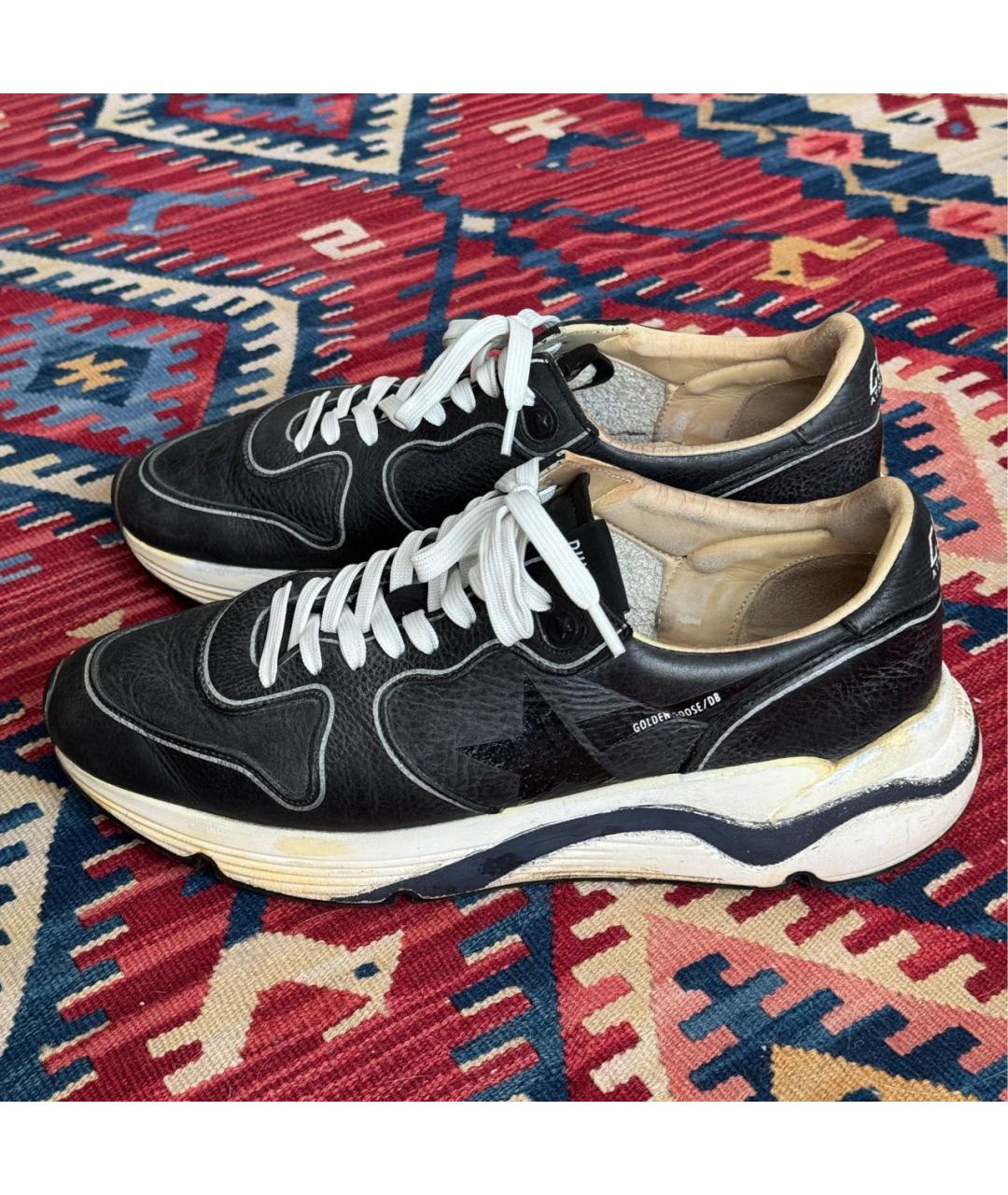 GOLDEN GOOSE Черные кожаные низкие кроссовки / кеды, фото 5