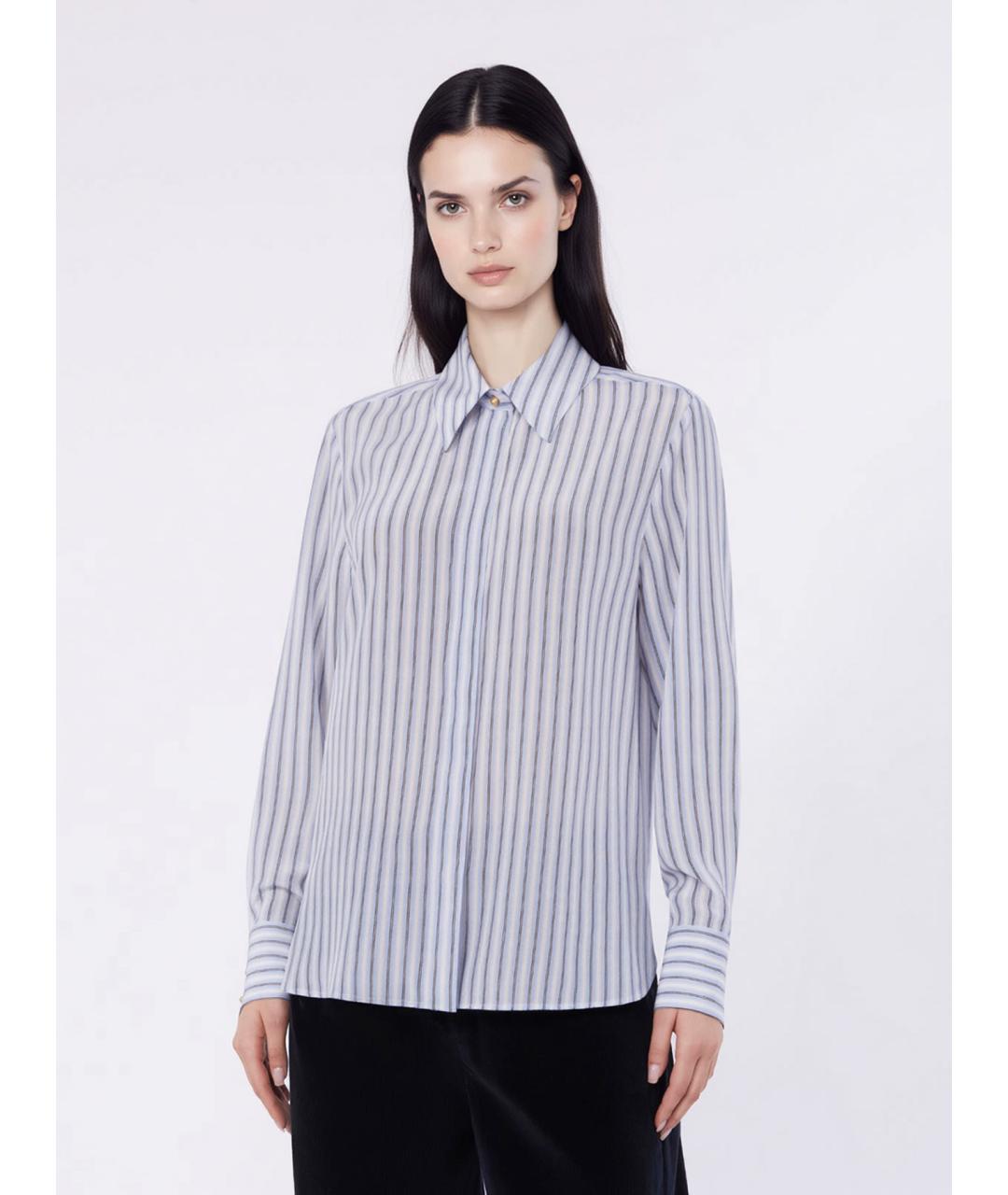 MAX MARA STUDIO Синяя шелковая рубашка, фото 2