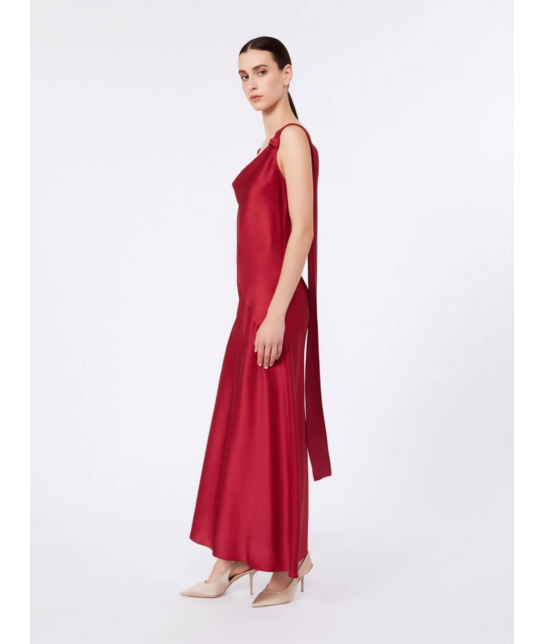 MAX MARA STUDIO Красное шелковое коктейльное платье, фото 4