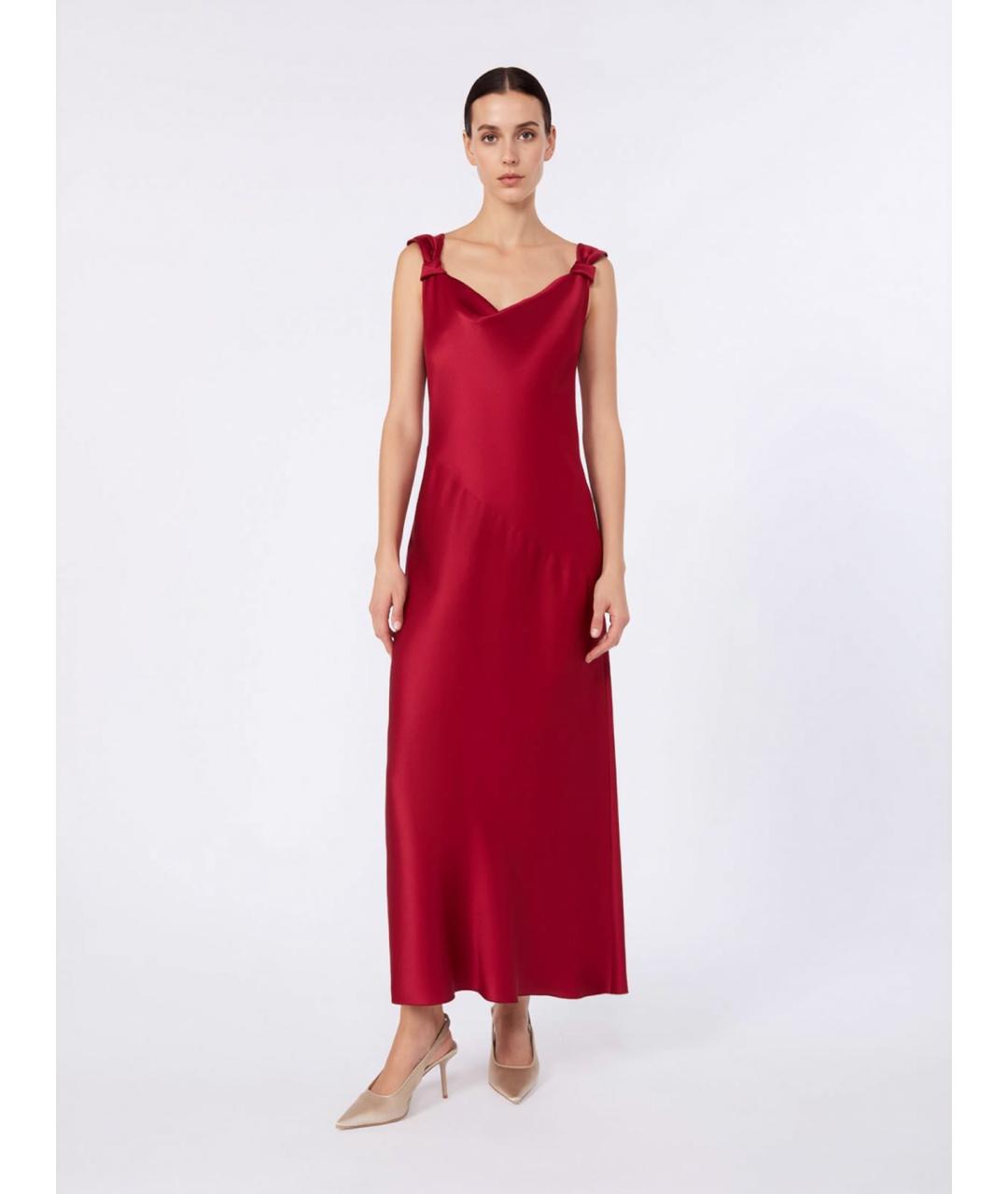 MAX MARA STUDIO Красное шелковое коктейльное платье, фото 2