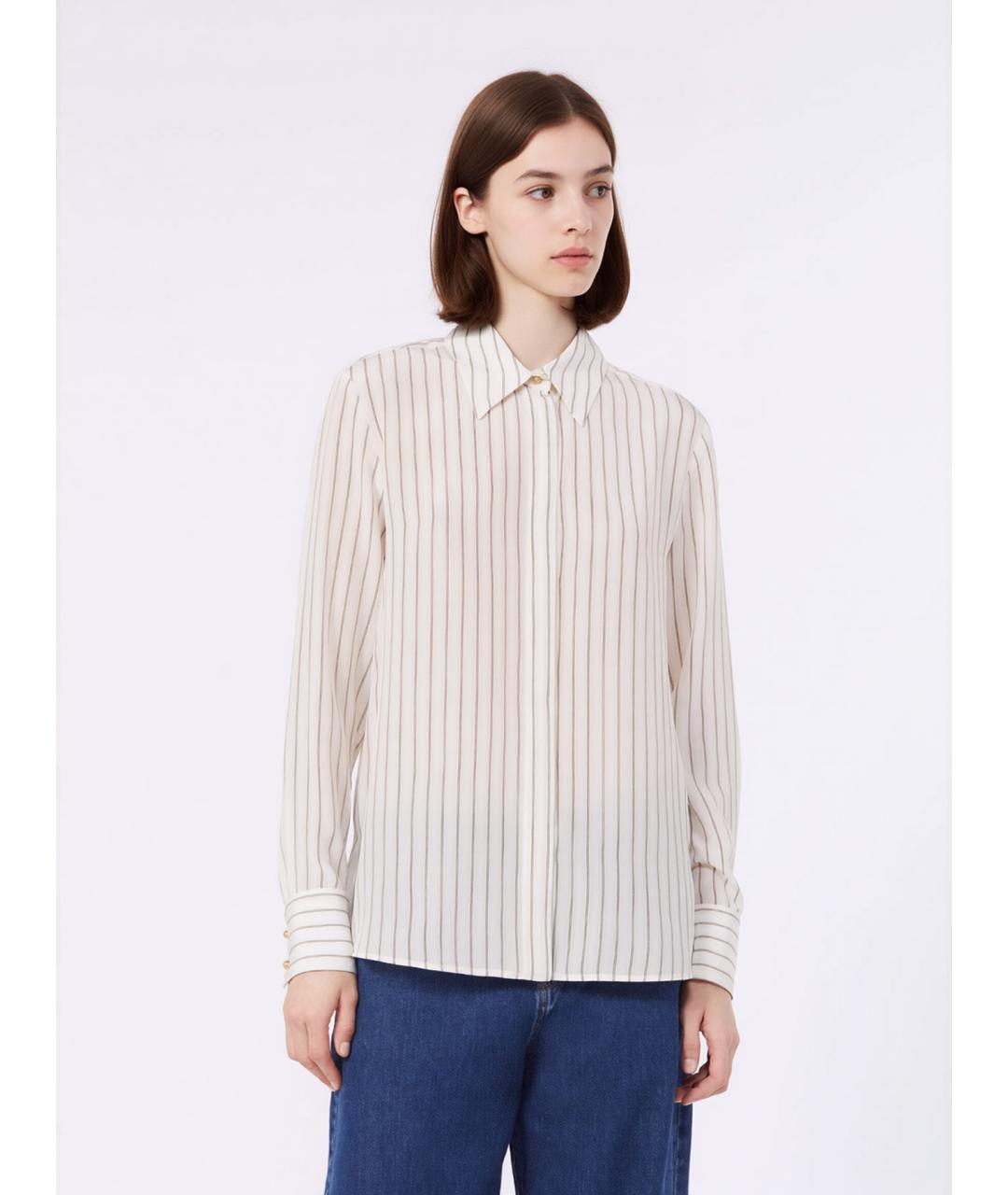 MAX MARA STUDIO Бежевая шелковая рубашка, фото 3