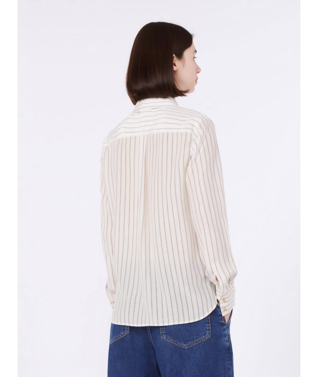 MAX MARA STUDIO Бежевая шелковая рубашка, фото 4