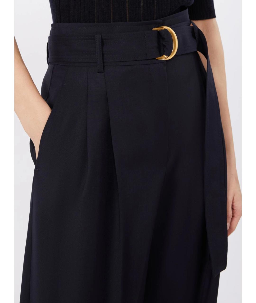 MAX MARA STUDIO Черные шерстяные брюки широкие, фото 2