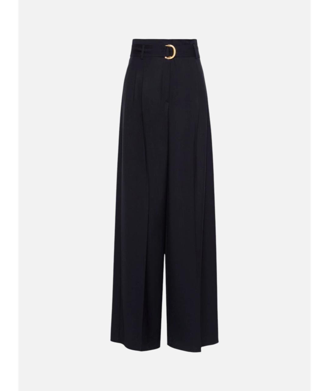 MAX MARA STUDIO Черные шерстяные брюки широкие, фото 6