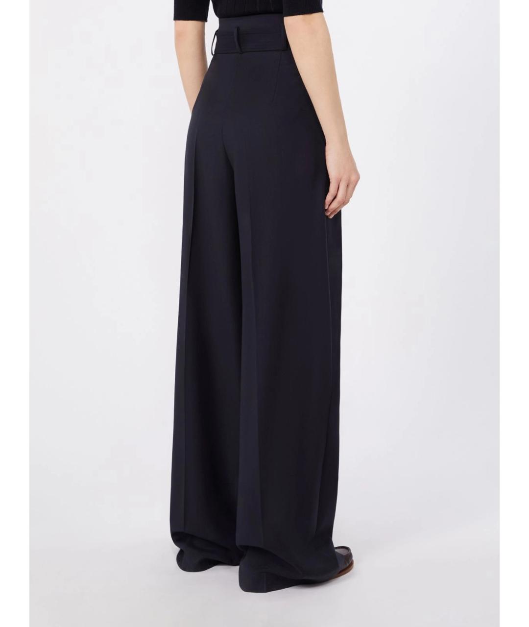 MAX MARA STUDIO Черные шерстяные брюки широкие, фото 5