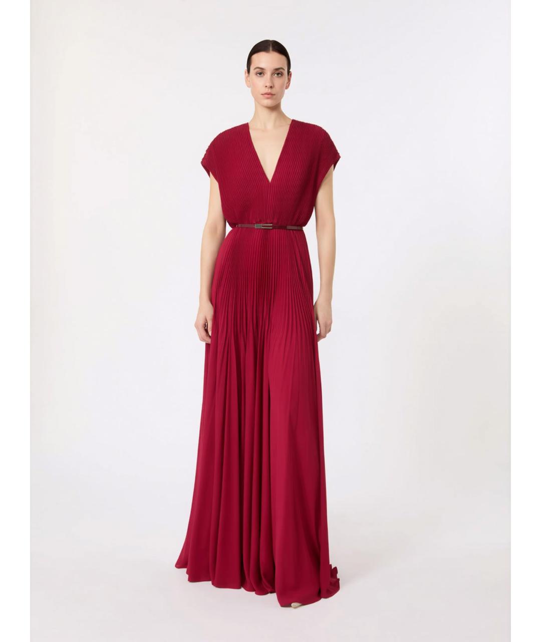 MAX MARA STUDIO Красное полиэстеровое вечернее платье, фото 2