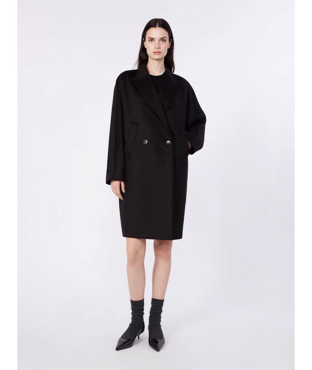 MAX MARA STUDIO Черное шерстяное пальто, фото 2
