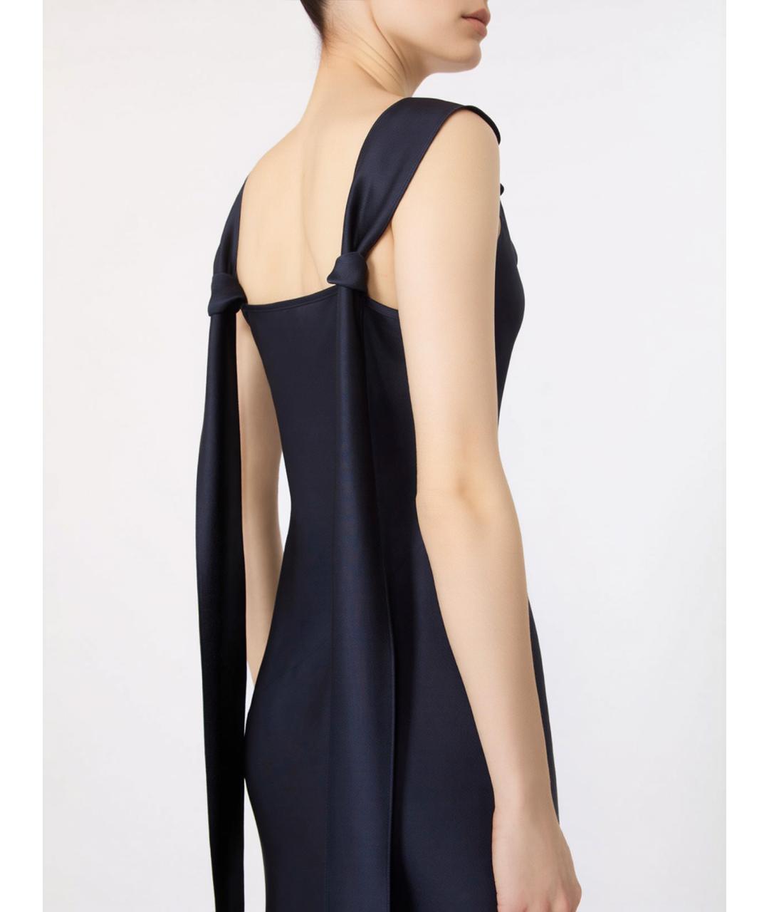 MAX MARA STUDIO Темно-синее ацетатное вечернее платье, фото 2