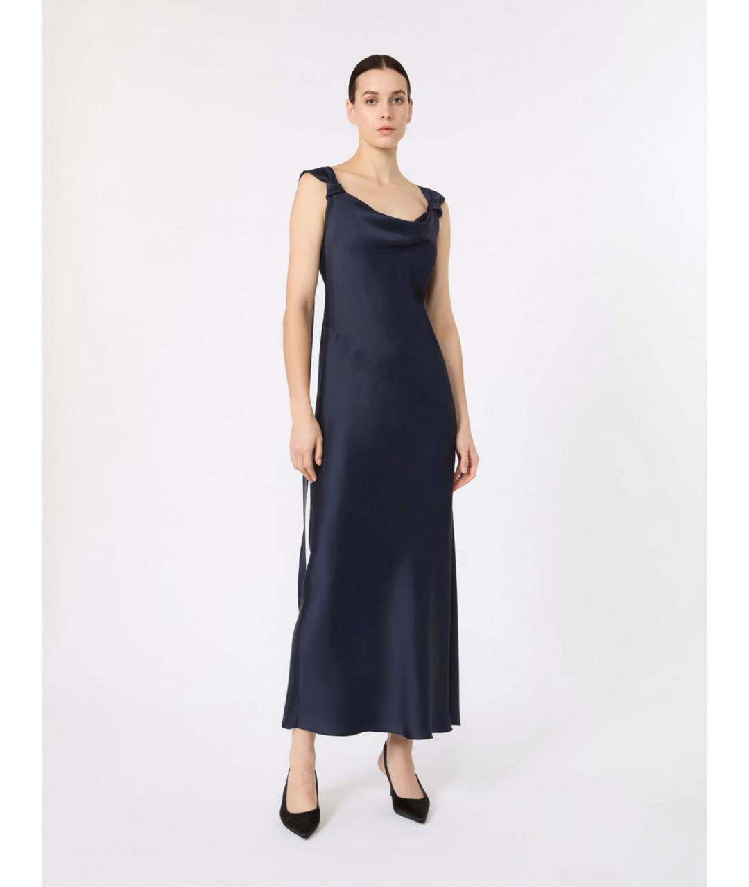 MAX MARA STUDIO Темно-синее ацетатное вечернее платье, фото 3