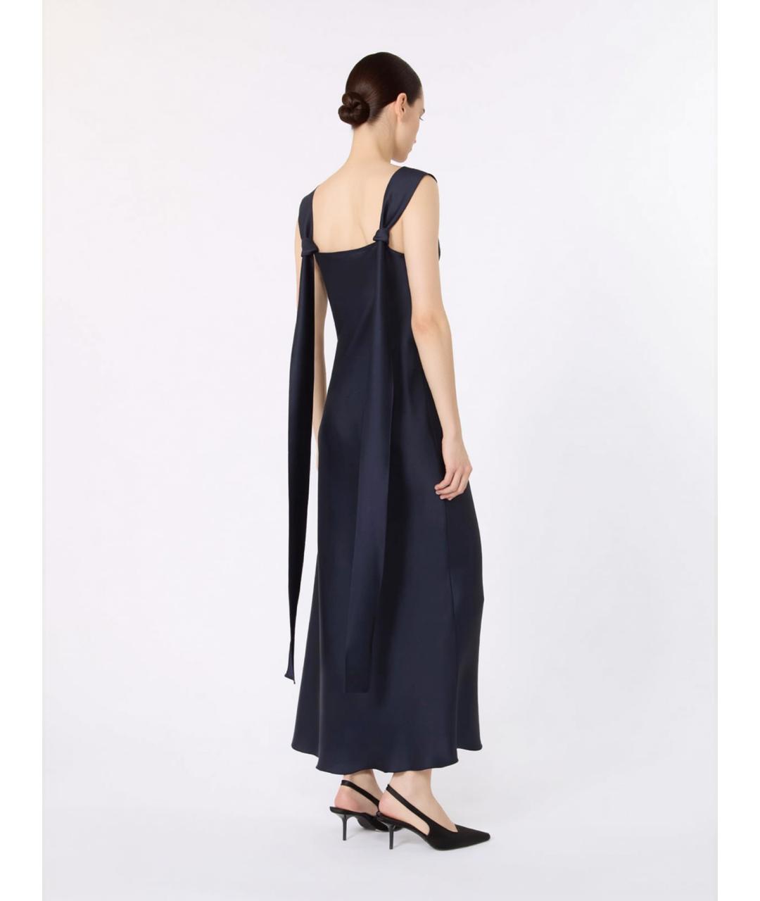 MAX MARA STUDIO Темно-синее ацетатное вечернее платье, фото 4