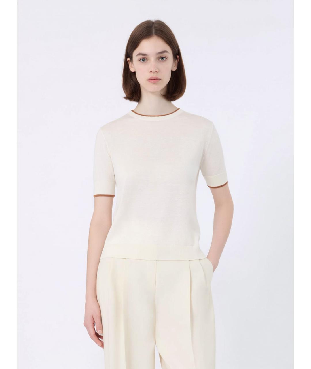 MAX MARA STUDIO Белый шелковый джемпер / свитер, фото 3