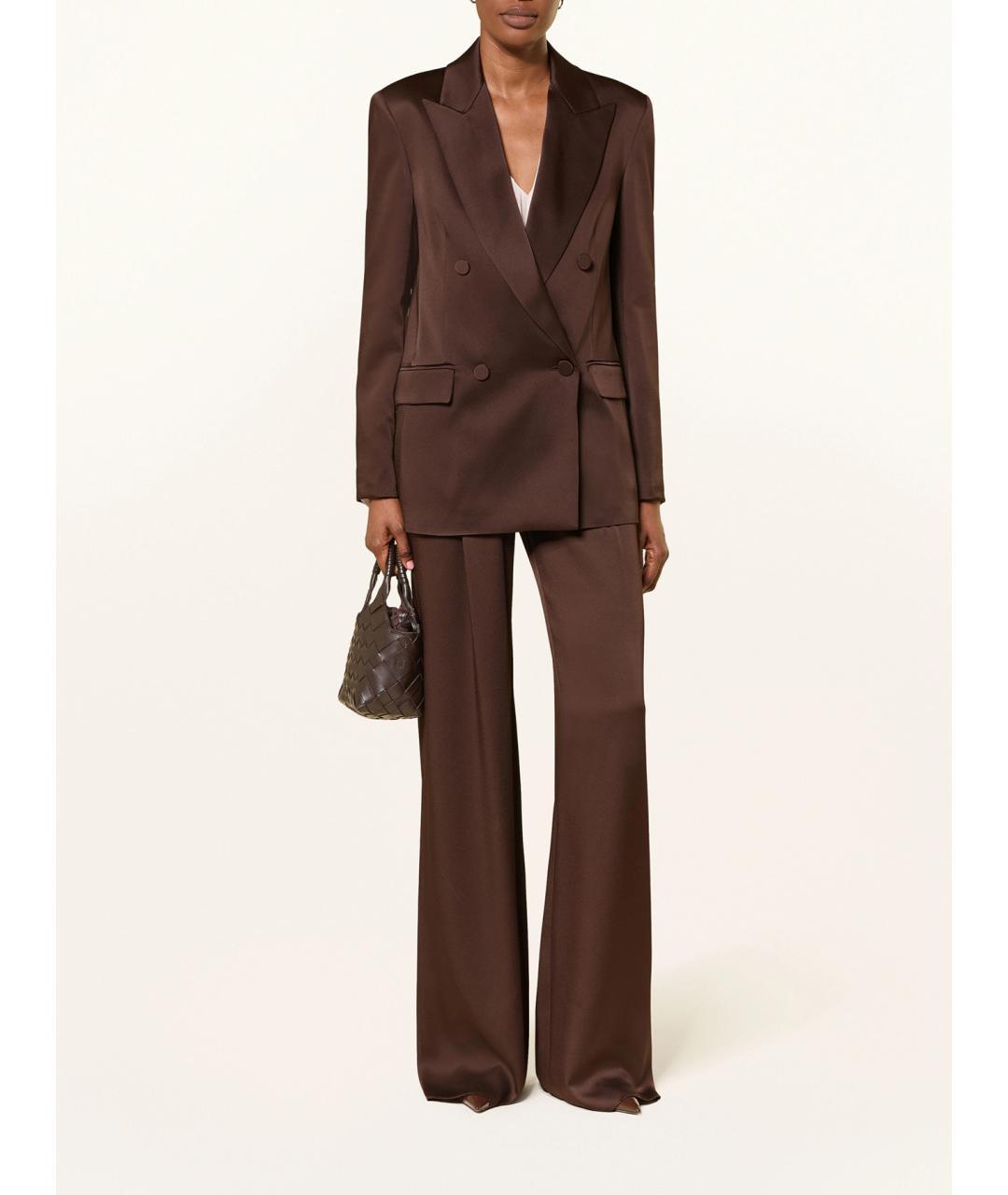 MAX MARA STUDIO Коричневые ацетатные брюки широкие, фото 3