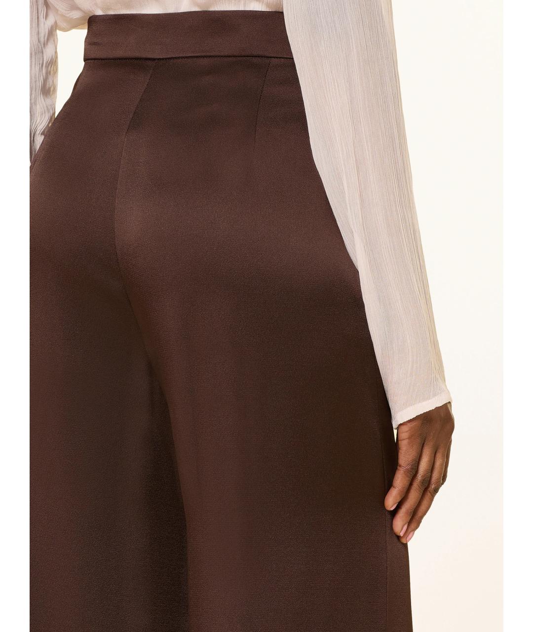 MAX MARA STUDIO Коричневые ацетатные брюки широкие, фото 4