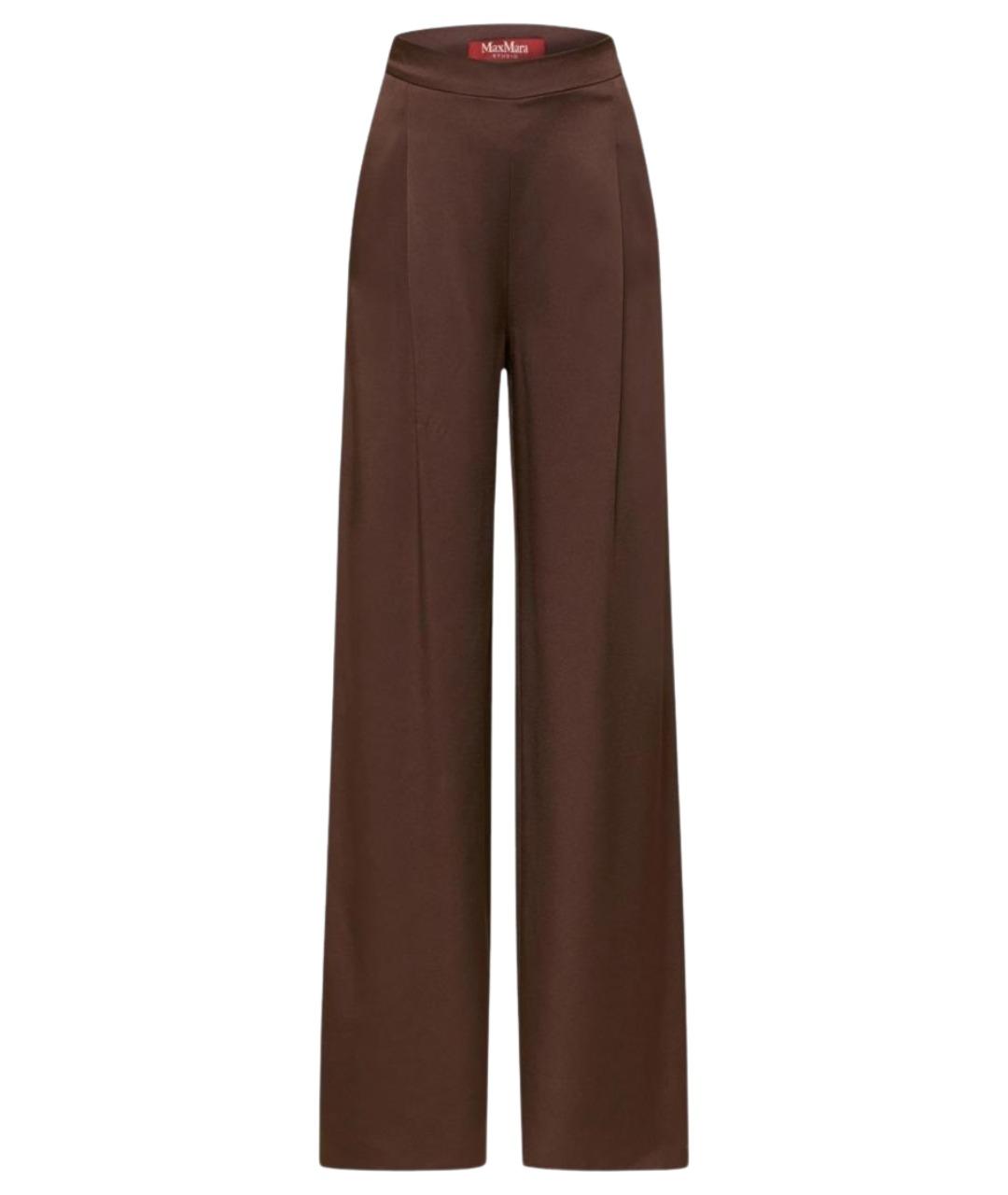 MAX MARA STUDIO Коричневые ацетатные брюки широкие, фото 1