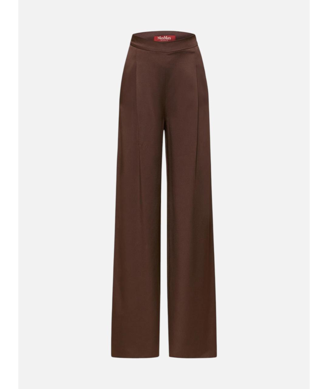 MAX MARA STUDIO Коричневые ацетатные брюки широкие, фото 5