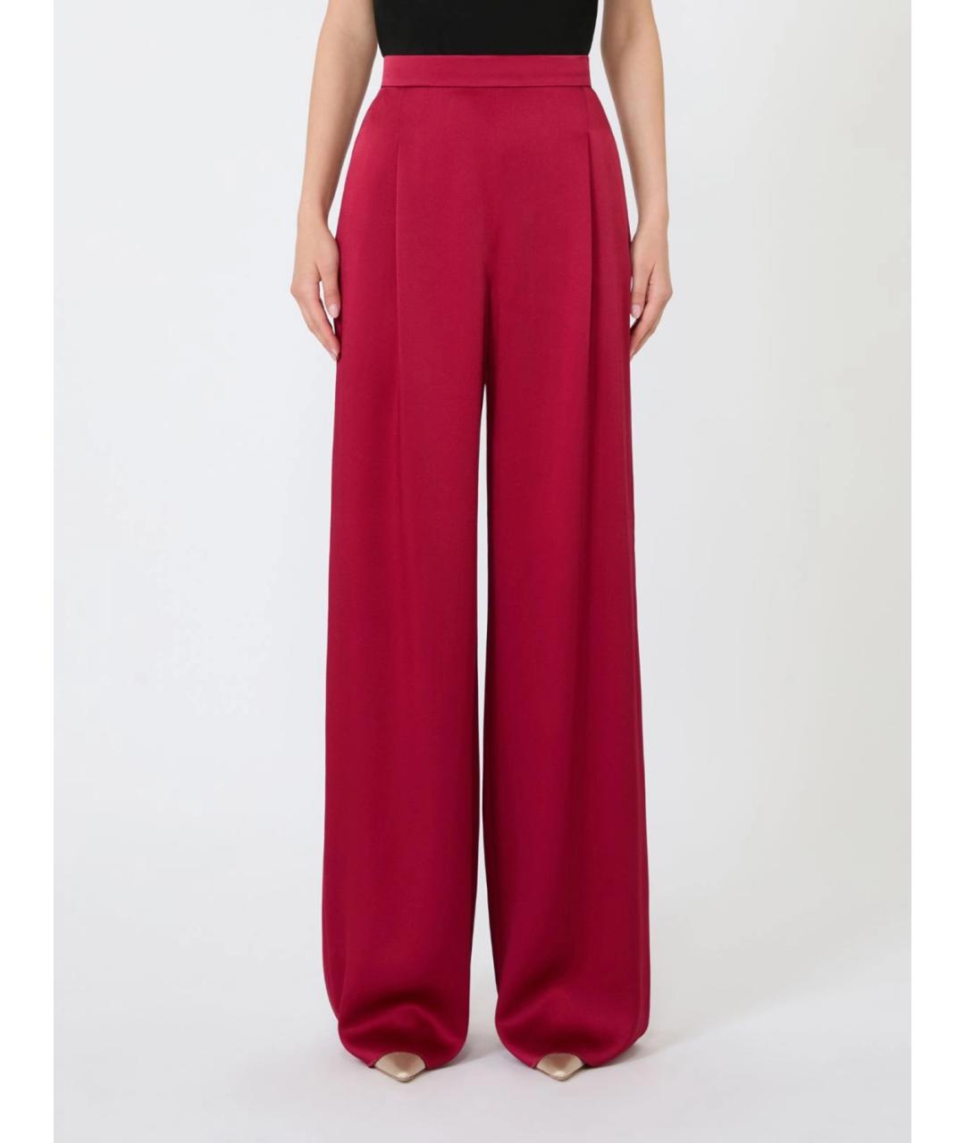 MAX MARA STUDIO Бордовые ацетатные брюки широкие, фото 3