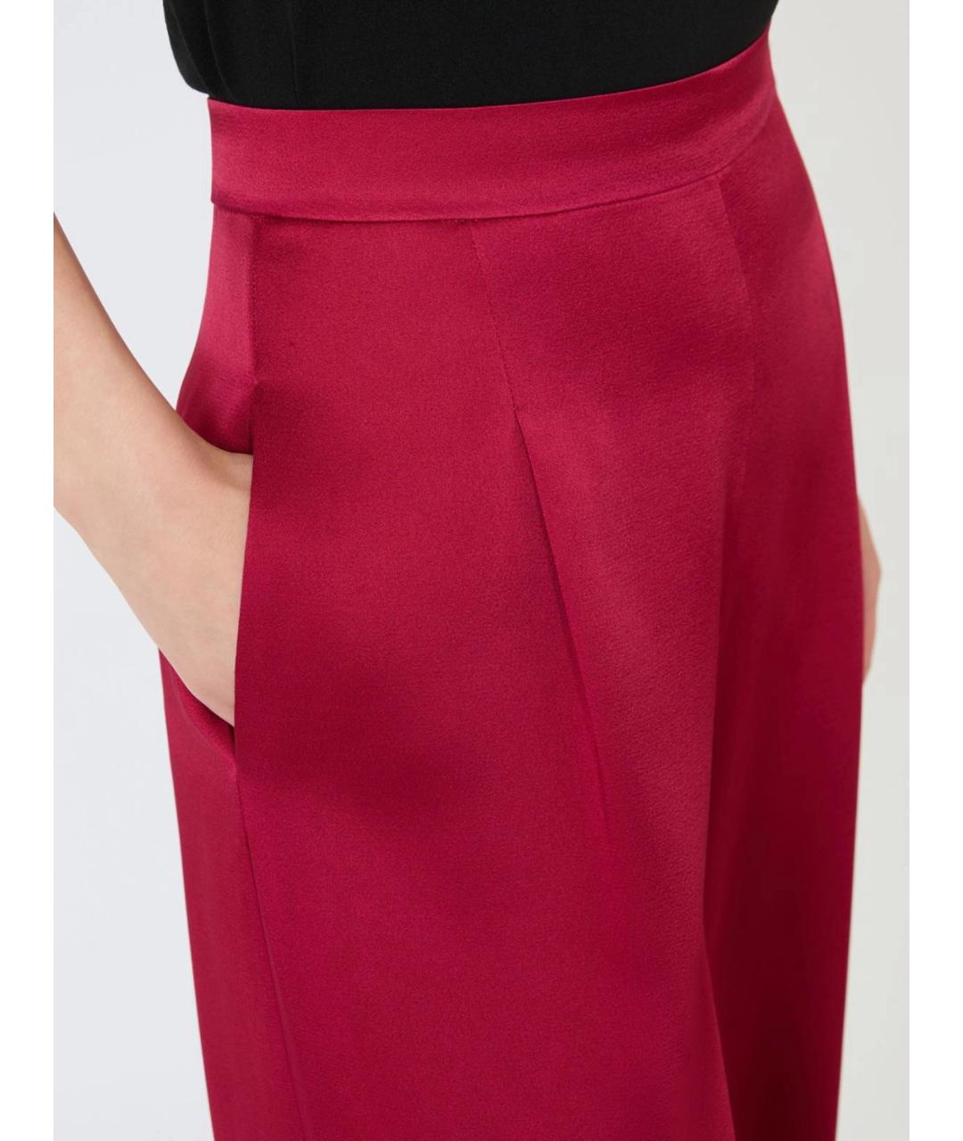 MAX MARA STUDIO Бордовые ацетатные брюки широкие, фото 5