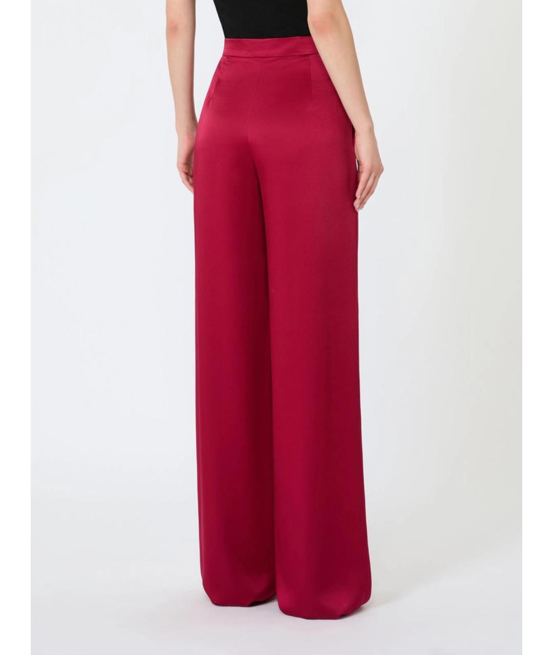 MAX MARA STUDIO Бордовые ацетатные брюки широкие, фото 4