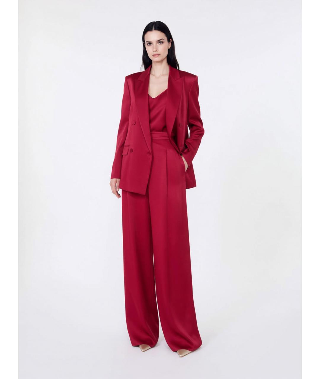 MAX MARA STUDIO Бордовые ацетатные брюки широкие, фото 2