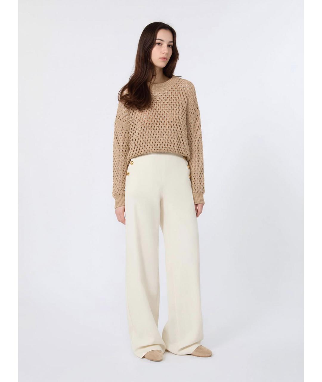 MAX MARA STUDIO Бежевый хлопковый джемпер / свитер, фото 2