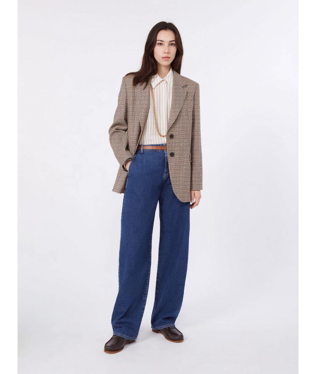MAX MARA STUDIO Синие хлопковые прямые джинсы, фото 2