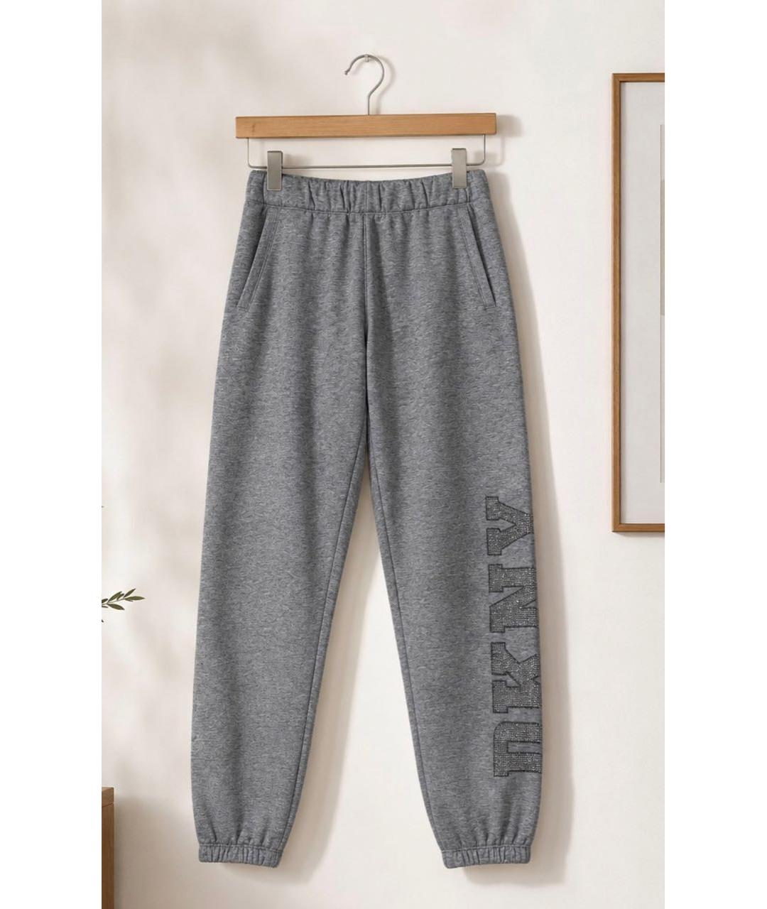DKNY Серые хлопко-эластановые спортивные брюки и шорты, фото 2