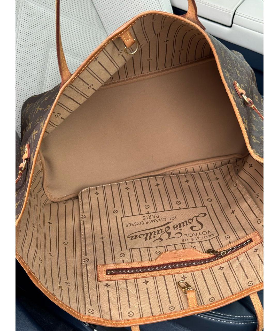 LOUIS VUITTON Коричневая сумка с короткими ручками из искусственной кожи, фото 4