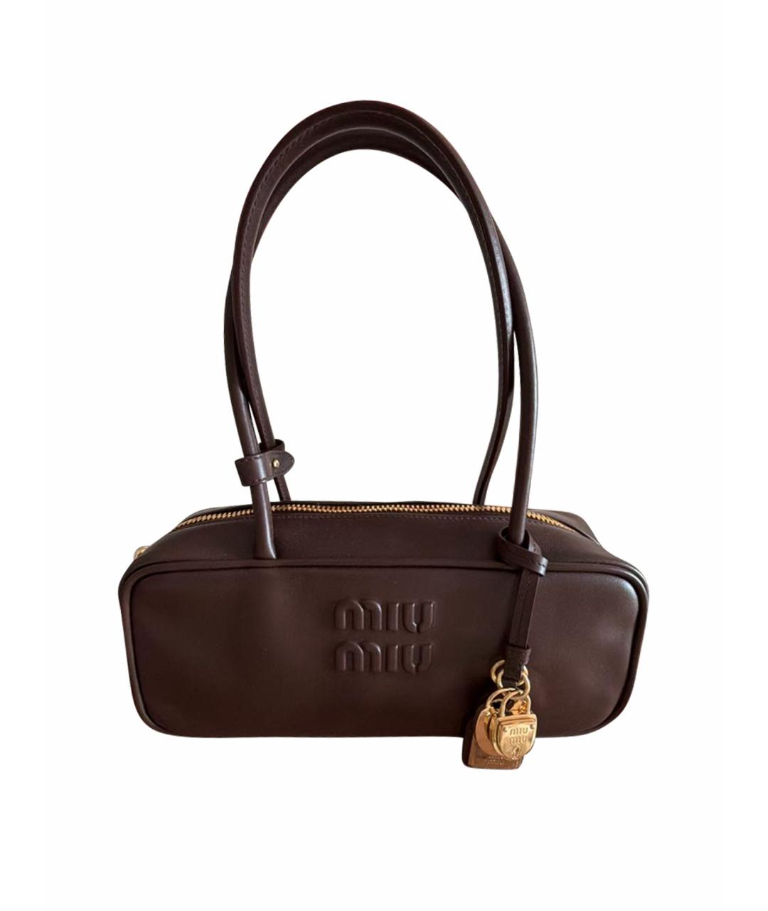 MIU MIU Коричневая кожаная сумка с короткими ручками, фото 1