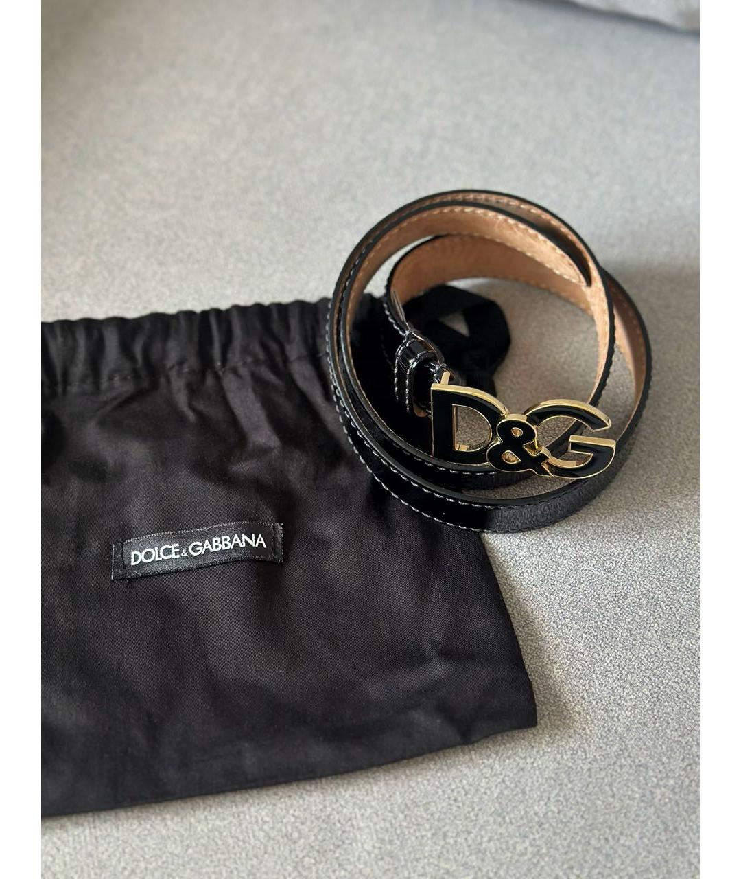 DOLCE&GABBANA Черный ремень из лакированной кожи, фото 2