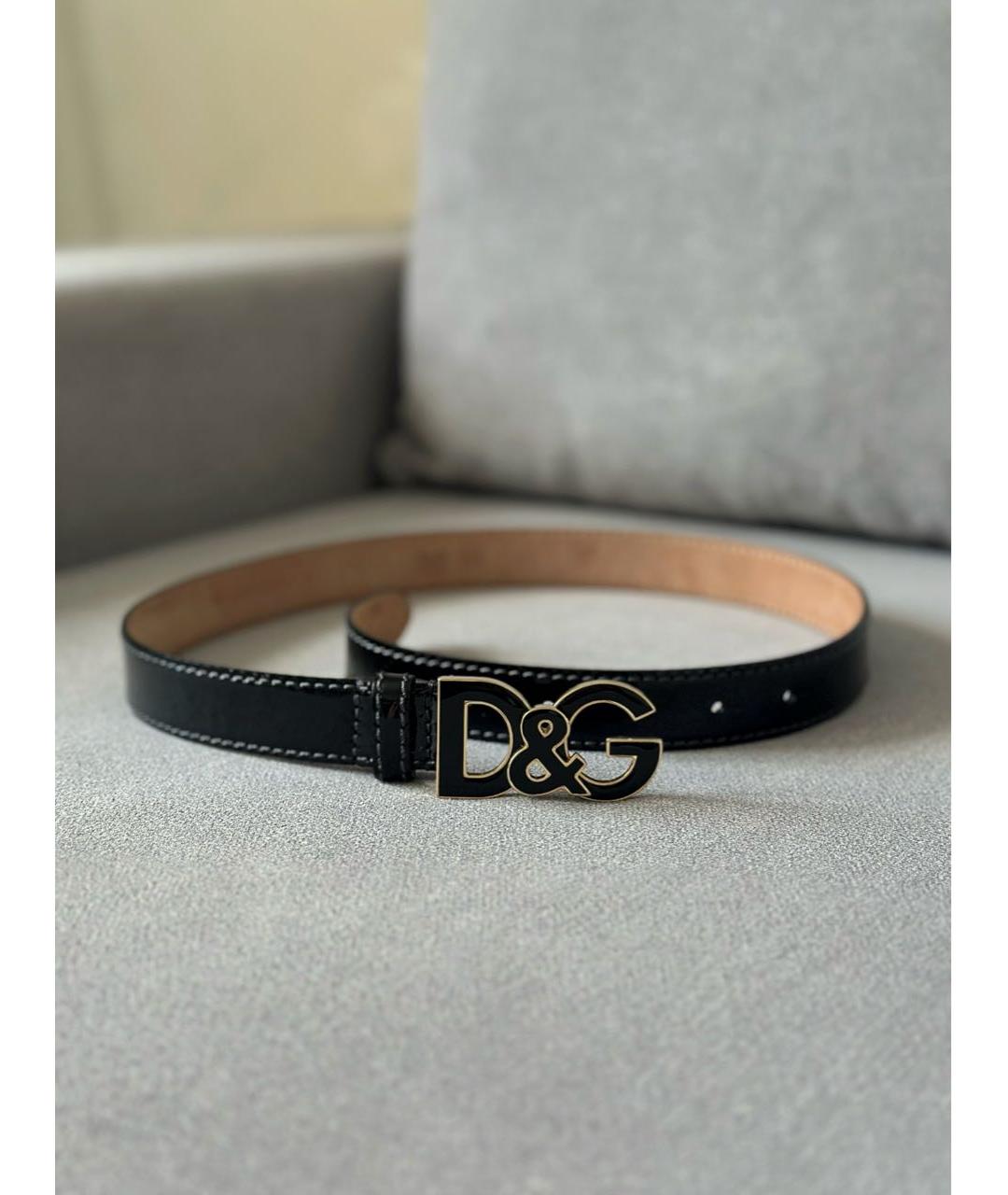 DOLCE&GABBANA Черный ремень из лакированной кожи, фото 3