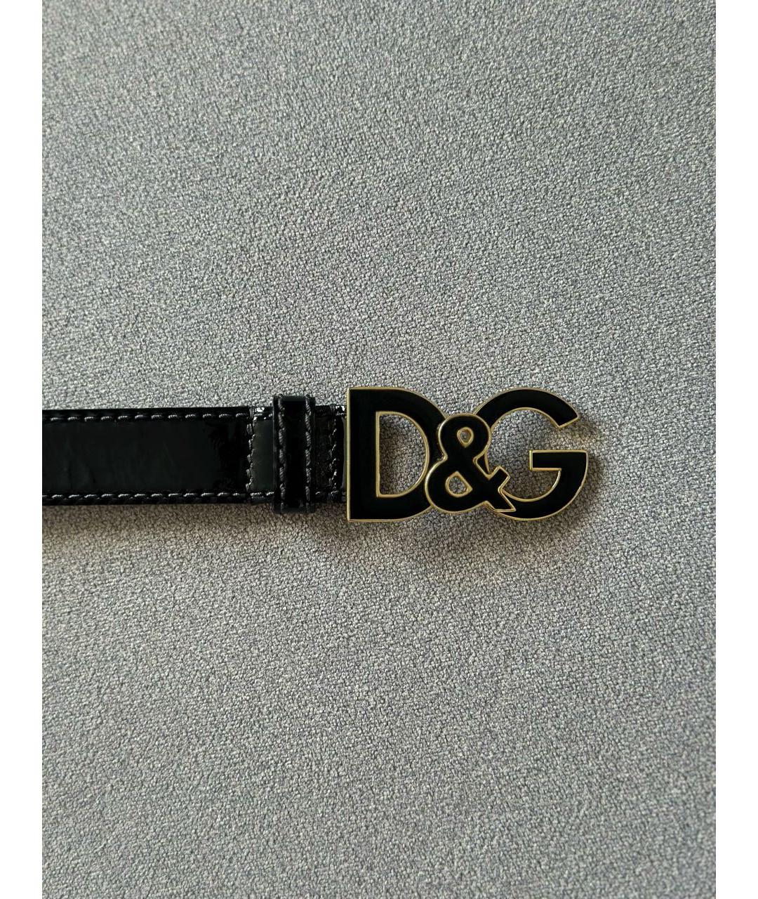 DOLCE&GABBANA Черный ремень из лакированной кожи, фото 5