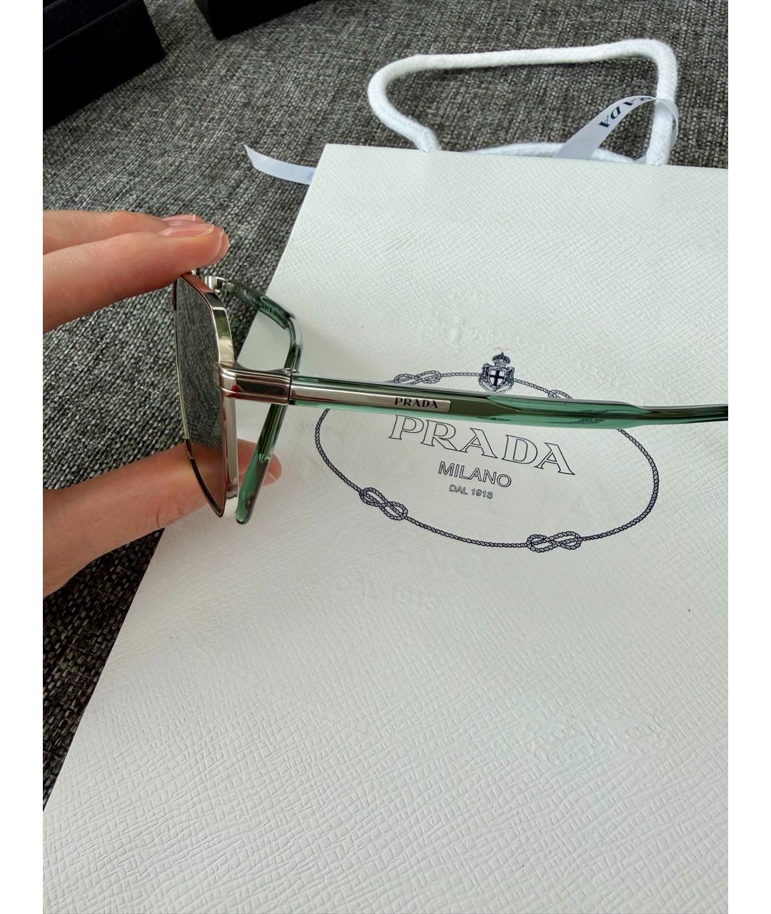 PRADA Зеленые металлические солнцезащитные очки, фото 2