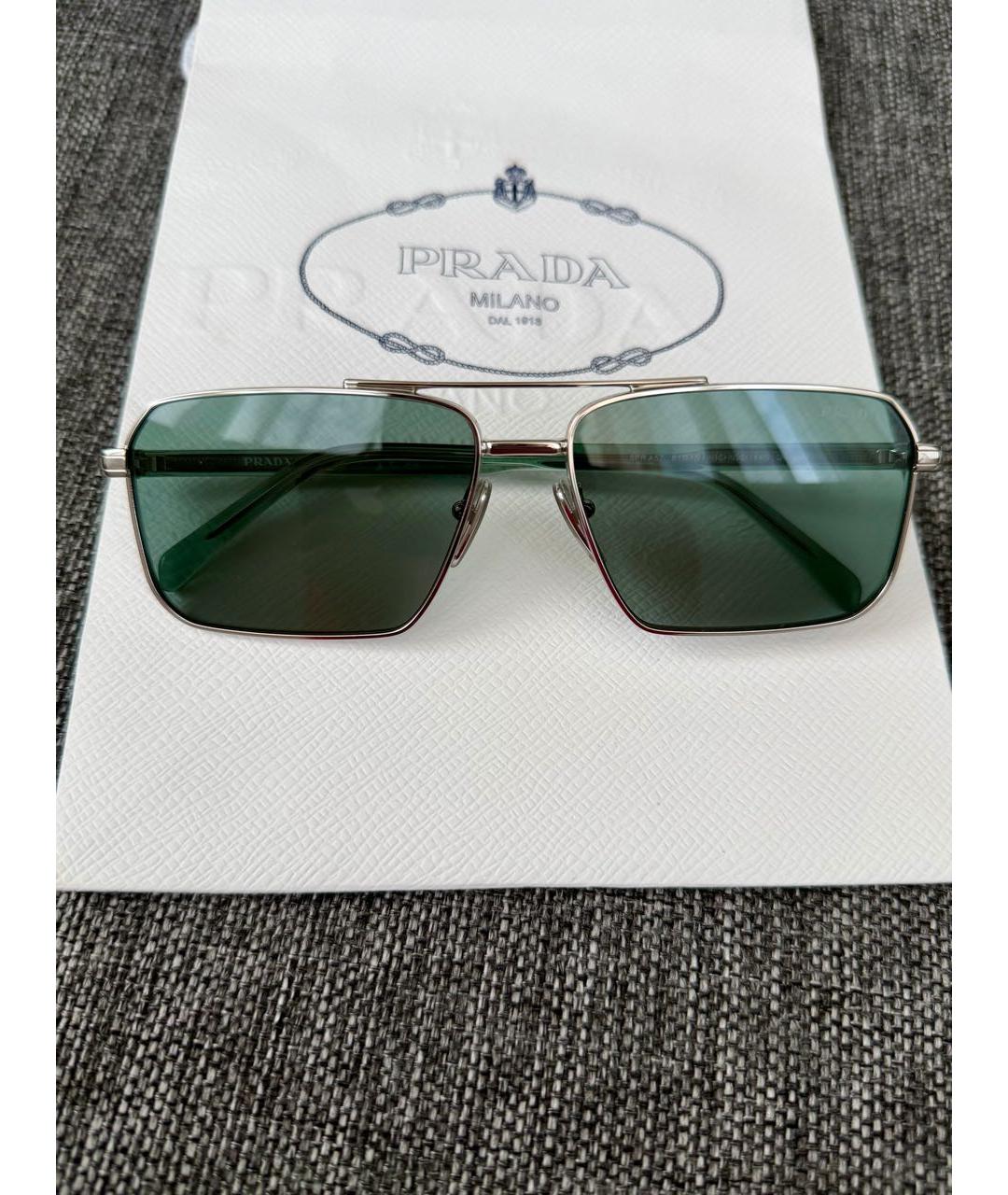 PRADA Зеленые металлические солнцезащитные очки, фото 8