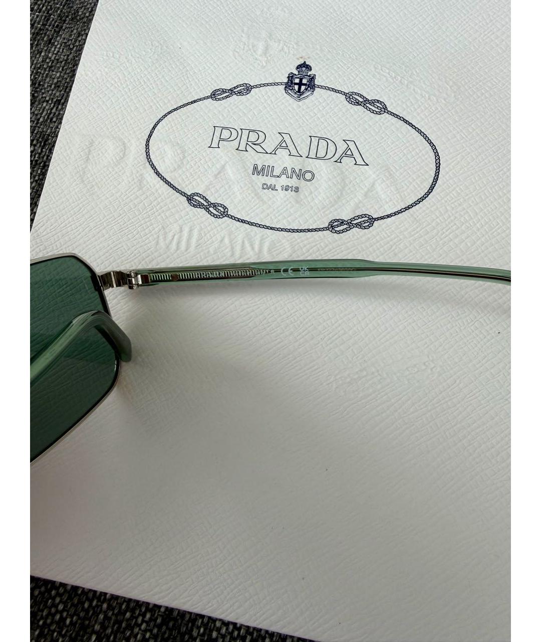PRADA Зеленые металлические солнцезащитные очки, фото 3