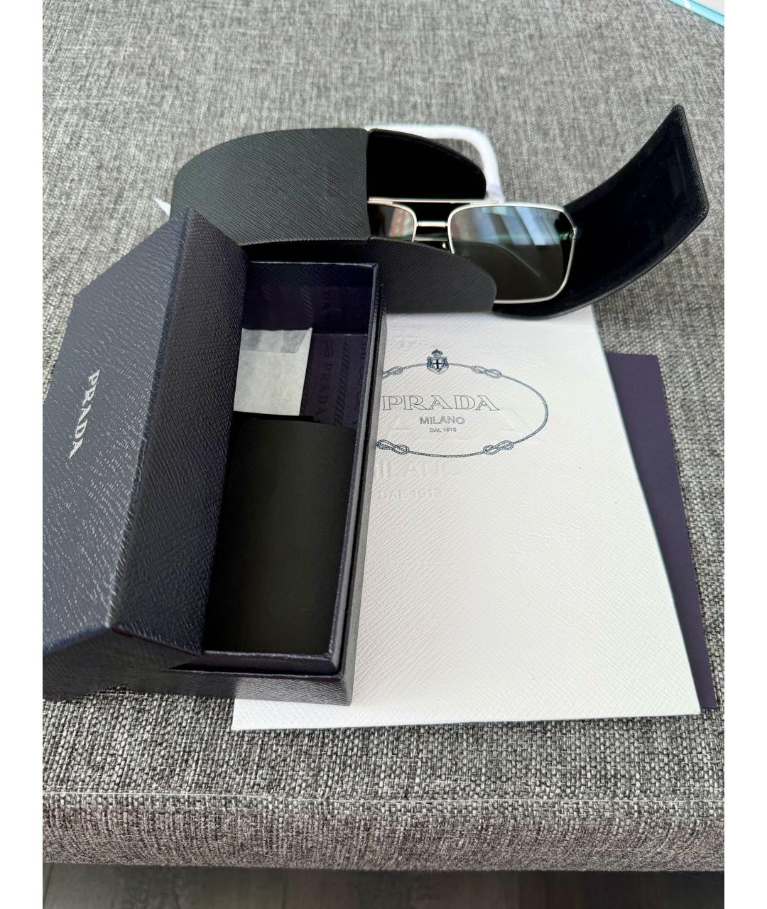 PRADA Зеленые металлические солнцезащитные очки, фото 4