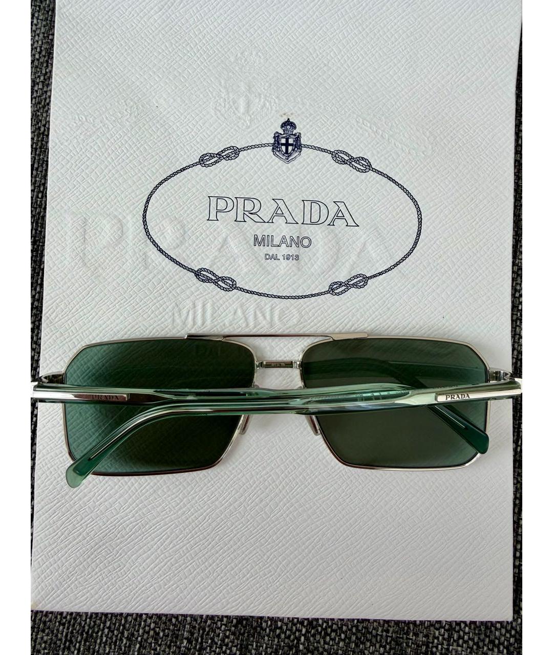 PRADA Зеленые металлические солнцезащитные очки, фото 5