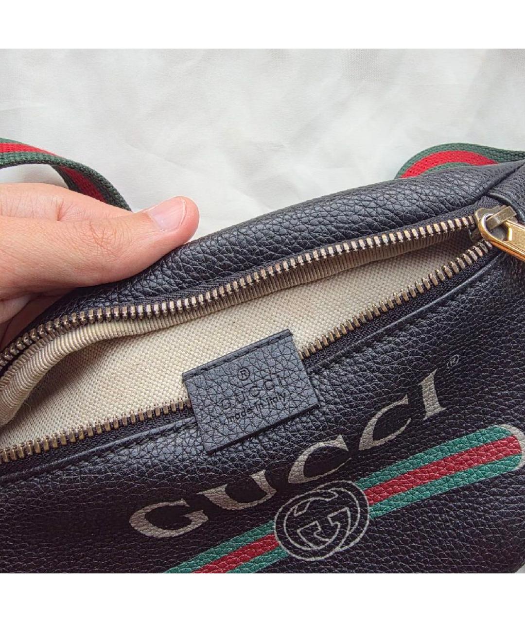 GUCCI Черная кожаная поясная сумка, фото 4