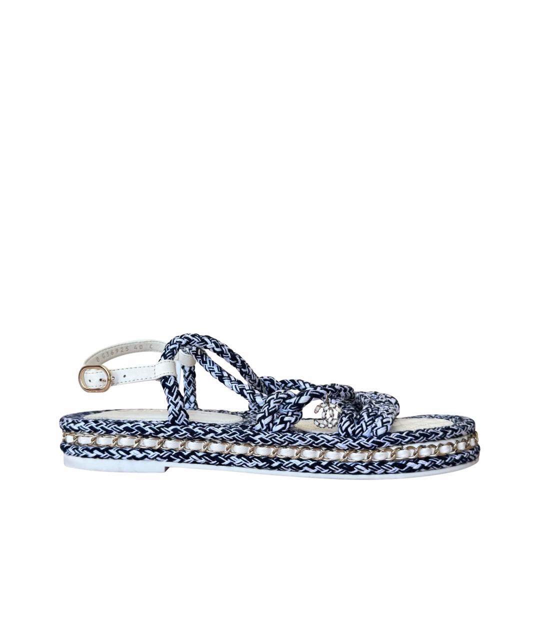 CHANEL Белые текстильные сандалии, фото 8