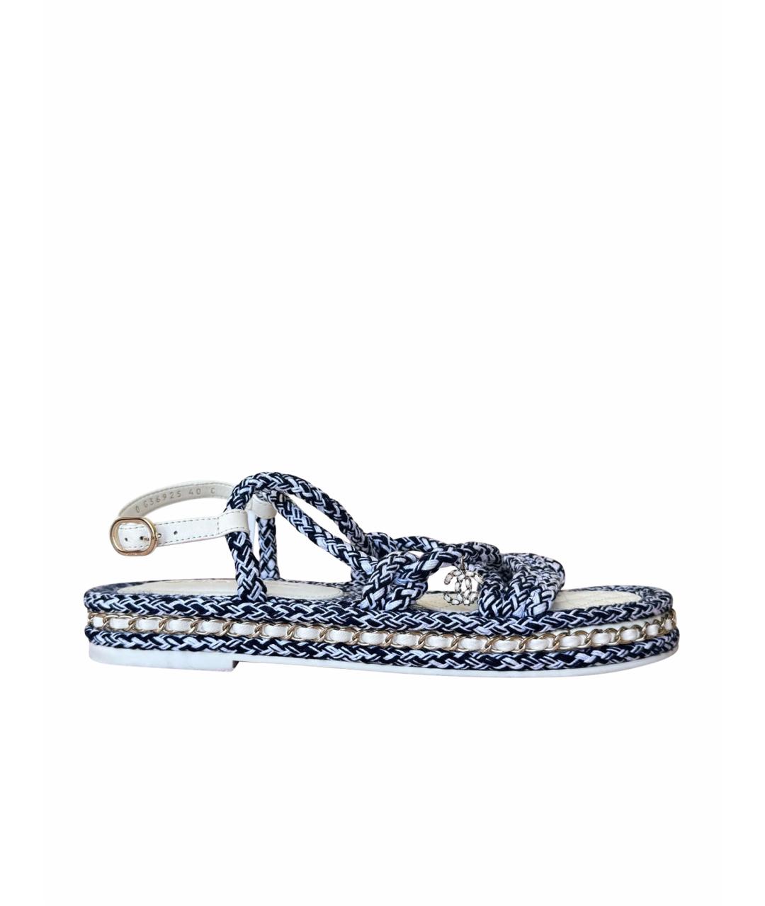 CHANEL Белые текстильные сандалии, фото 1