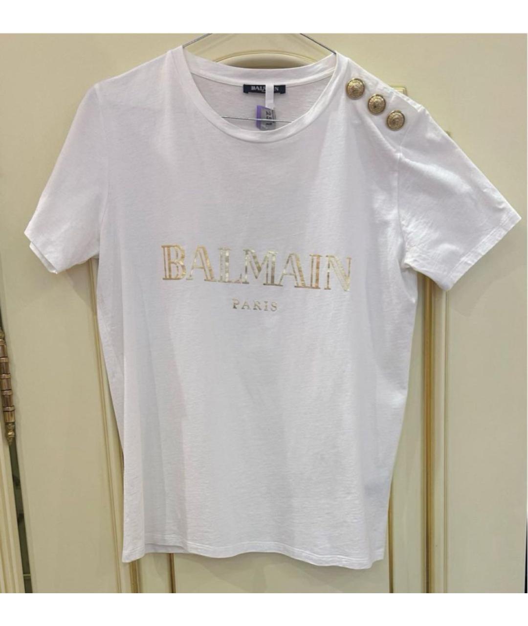 BALMAIN Белая хлопковая футболка, фото 2
