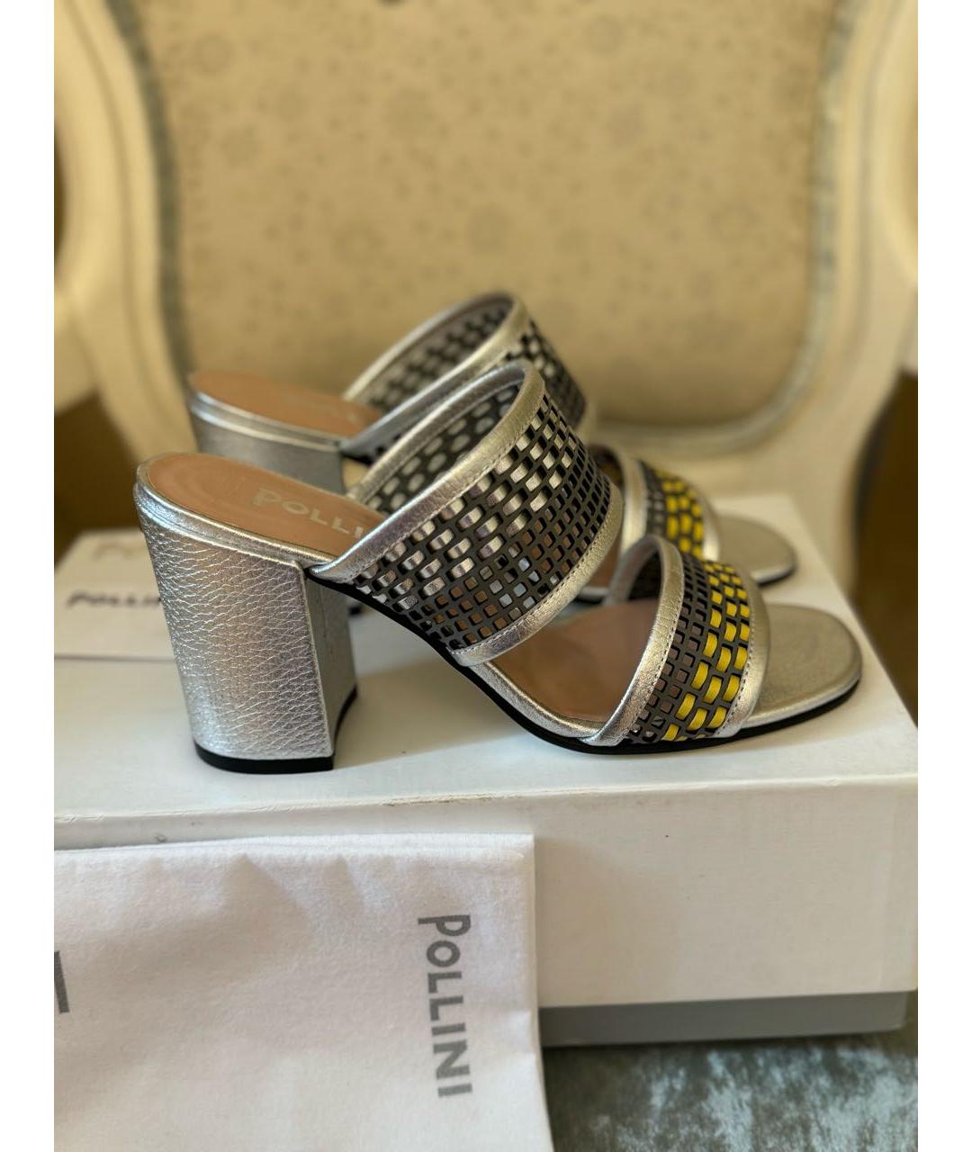 POLLINI Серебряные кожаные сабо, фото 9